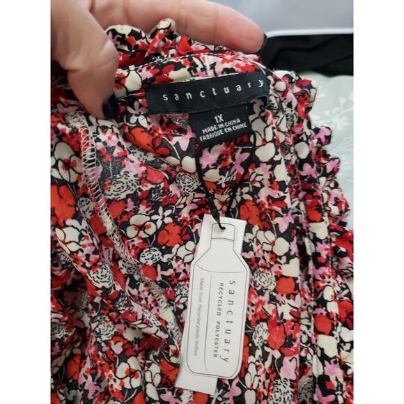 Sanctuary Floral Print Ruffle neck blouse Stitch Fix Size 1XL Cottagecore Office - Picture 8 of 8